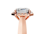 Rose gold Asscher Cut Halo Solitaire Engagement Ring with Square Band and Four-Prong Setting_52