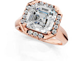 Rose gold Asscher Cut Halo Solitaire Engagement Ring with Square Band and Four-Prong Setting_67