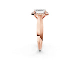 Rose gold Asscher Cut Halo Solitaire Engagement Ring with Square Band and Four-Prong Setting_68