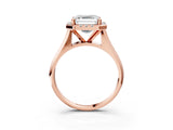 Rose gold Asscher Cut Halo Solitaire Engagement Ring with Square Band and Four-Prong Setting_69