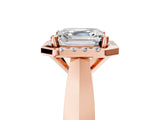 Rose gold Asscher Cut Halo Solitaire Engagement Ring with Square Band and Four-Prong Setting_71