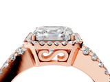 Rose gold Asscher Cut Halo Split Shank Diamond Ring with Four-Prong Setting_10