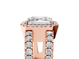 Rose gold Asscher Cut Halo Split Shank Diamond Ring with Four-Prong Setting_11