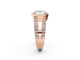 Rose gold Asscher Cut Halo Split Shank Diamond Ring with Four-Prong Setting_8