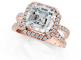 Rose gold Asscher Cut Halo Split Shank Pave Set Ring_24