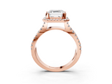 Rose gold Asscher Cut Halo Split Shank Pave Set Ring_26