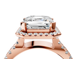 Rose gold Asscher Cut Halo Split Shank Pave Set Ring_27