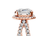 Rose gold Asscher Cut Halo Split Shank Pave Set Ring_28
