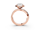 Rose gold Asscher Cut Halo Split Shank Prong Setting Ring_26