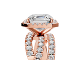 Rose gold Asscher Cut Halo Split Shank Prong Setting Ring_28