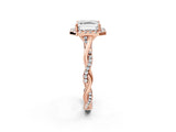 Rose gold Asscher Cut Halo Twist Band with Four-Prong Setting_17