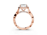 Rose gold Asscher Cut Halo Twist Band with Four-Prong Setting_18