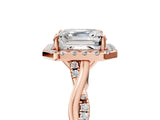 Rose gold Asscher Cut Halo Twist Band with Four-Prong Setting_20