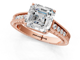 Rose gold Asscher Cut Milgrain Channel Set Engagement Ring with Solitaire Prong Setting_24