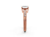 Rose gold Asscher Cut Milgrain Channel Set Engagement Ring with Solitaire Prong Setting_25