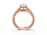 Rose gold Asscher Cut Milgrain Channel Set Engagement Ring with Solitaire Prong Setting_26
