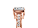 Rose gold Asscher Cut Milgrain Channel Set Engagement Ring with Solitaire Prong Setting_28