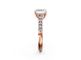 Rose gold Asscher Cut Pavé Band Solitaire Ring with Four-Prong Setting_41