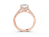 Rose gold Asscher Cut Pavé Band Solitaire Ring with Four-Prong Setting_42