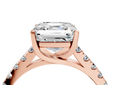 Rose gold Asscher Cut Pavé Band Solitaire Ring with Four-Prong Setting_43