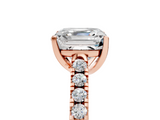 Rose gold Asscher Cut Pavé Band Solitaire Ring with Four-Prong Setting_44