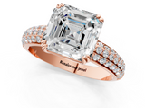 Rose gold Asscher Cut Pave Diamond Engagement Ring with Channel Set Band and Four-Prong Setting_7