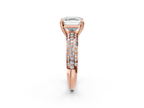 Rose gold Asscher Cut Pave Diamond Engagement Ring with Channel Set Band and Four-Prong Setting_8