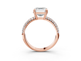 Rose gold Asscher Cut Pave Diamond Engagement Ring with Channel Set Band and Four-Prong Setting_9