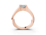 Rose gold Asscher Cut Solitaire Bezel Set Diamond Ring with Wide Band_10