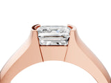 Rose gold Asscher Cut Solitaire Bezel Set Diamond Ring with Wide Band_11