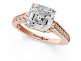 Rose gold Asscher Cut Solitaire Cathedral Diamond Engagement Ring with Channel-Set Band and Four-Prong Setting_4