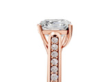 Rose gold Asscher Cut Solitaire Cathedral Diamond Engagement Ring with Channel-Set Band and Four-Prong Setting_8