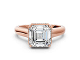 Rose gold Asscher Cut Solitaire Diamond Engagement Ring with Four-Prong Setting and Tapered Band_3