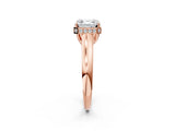 Rose gold Asscher Cut Solitaire Diamond Engagement Ring with Four-Prong Setting and Tapered Band_5