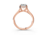 Rose gold Asscher Cut Solitaire Diamond Engagement Ring with Four-Prong Setting and Tapered Band_6