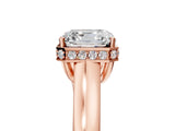 Rose gold Asscher Cut Solitaire Diamond Engagement Ring with Four-Prong Setting and Tapered Band_8