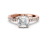 Rose gold Asscher Cut Solitaire Diamond Engagement Ring with Pavé Band and Six-Prong Setting_24
