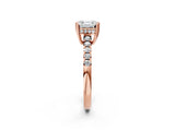 Rose gold Asscher Cut Solitaire Diamond Engagement Ring with Pavé Band and Six-Prong Setting_26
