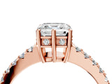 Rose gold Asscher Cut Solitaire Diamond Engagement Ring with Pavé Band and Six-Prong Setting_28