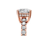 Rose gold Asscher Cut Solitaire Diamond Engagement Ring with Pavé Band and Six-Prong Setting_29