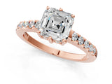 Rose gold Asscher Cut Solitaire Diamond Engagement Ring with Pavé Band and Six-Prong Setting_4