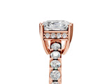 Rose gold Asscher Cut Solitaire Diamond Engagement Ring with Pavé Band and Six-Prong Setting_8
