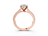 Rose gold Asscher Cut Solitaire Diamond Engagement Ring with Pave Band and Four-Prong Setting_11