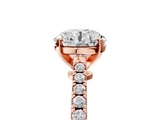 Rose gold Asscher Cut Solitaire Diamond Engagement Ring with Pave Band and Four-Prong Setting_13