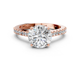 Rose gold Asscher Cut Solitaire Diamond Engagement Ring with Pave Band and Four-Prong Setting_8
