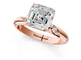 Rose gold Asscher Cut Solitaire Diamond Engagement Ring with Twisted Pave Band and Four-Prong Setting_4