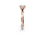 Rose gold Asscher Cut Solitaire Diamond Engagement Ring with Twisted Pave Band and Four-Prong Setting_5