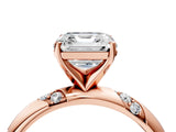 Rose gold Asscher Cut Solitaire Diamond Engagement Ring with Twisted Pave Band and Four-Prong Setting_7