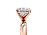 Rose gold Asscher Cut Solitaire Diamond Engagement Ring with Twisted Pave Band and Four-Prong Setting_8