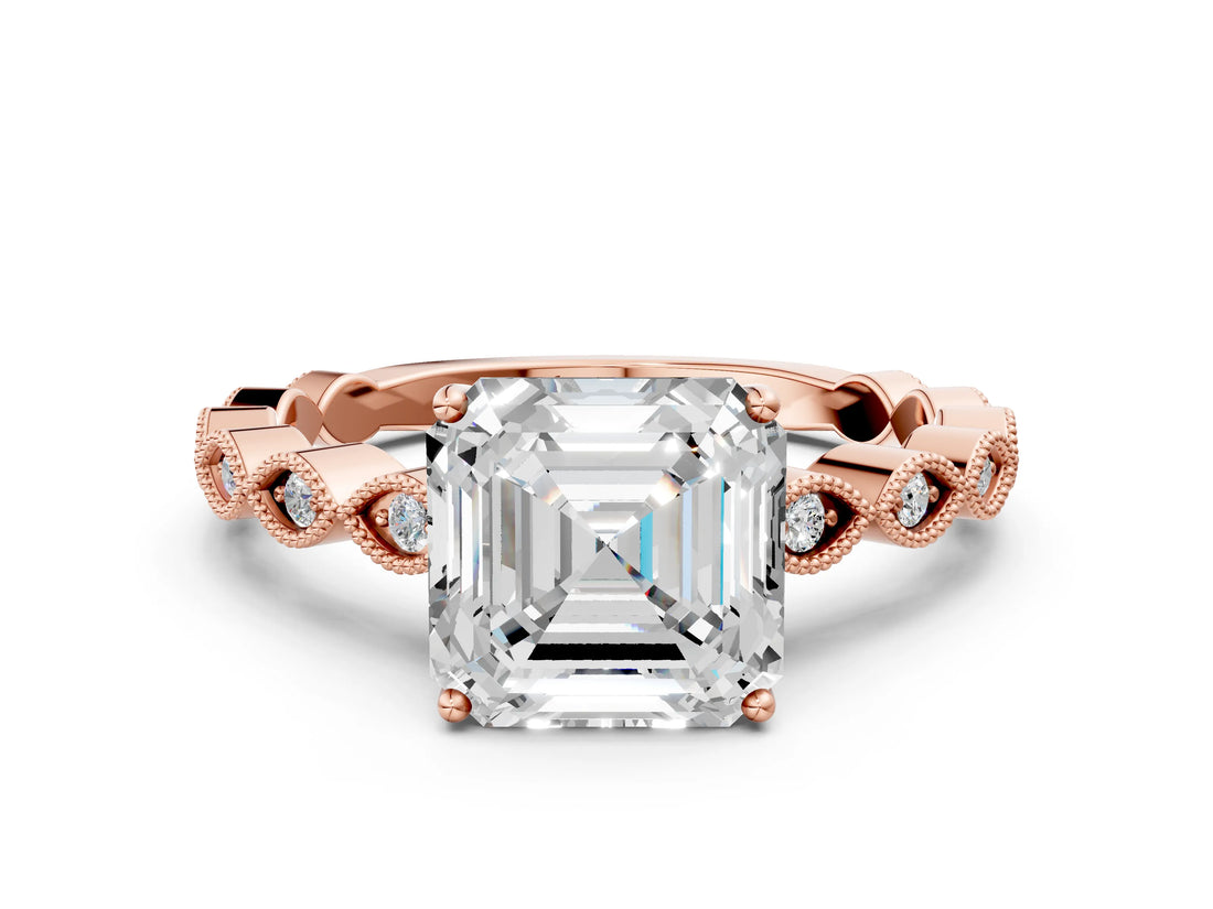 Rose gold Asscher Cut Solitaire Diamond Ring with Infinity Twist Band and Four-Prong Setting_25